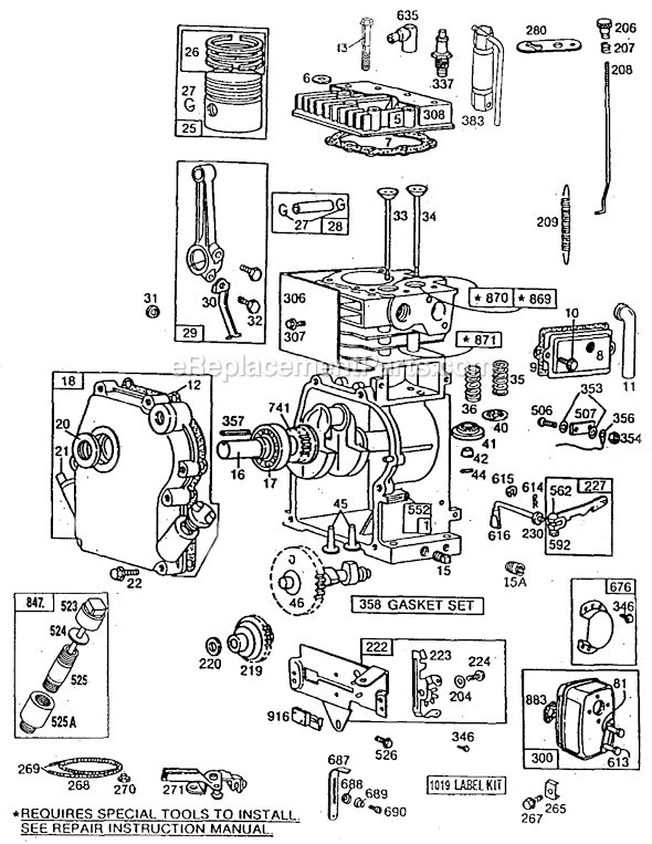 Page A Diagram and Parts List for 82400SERIES  Briggs and Stratton Engine